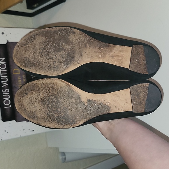 RARE-Kate Spade Pop Fizz black and gold suede flats, sz 7.5 - Picture 7 of 7